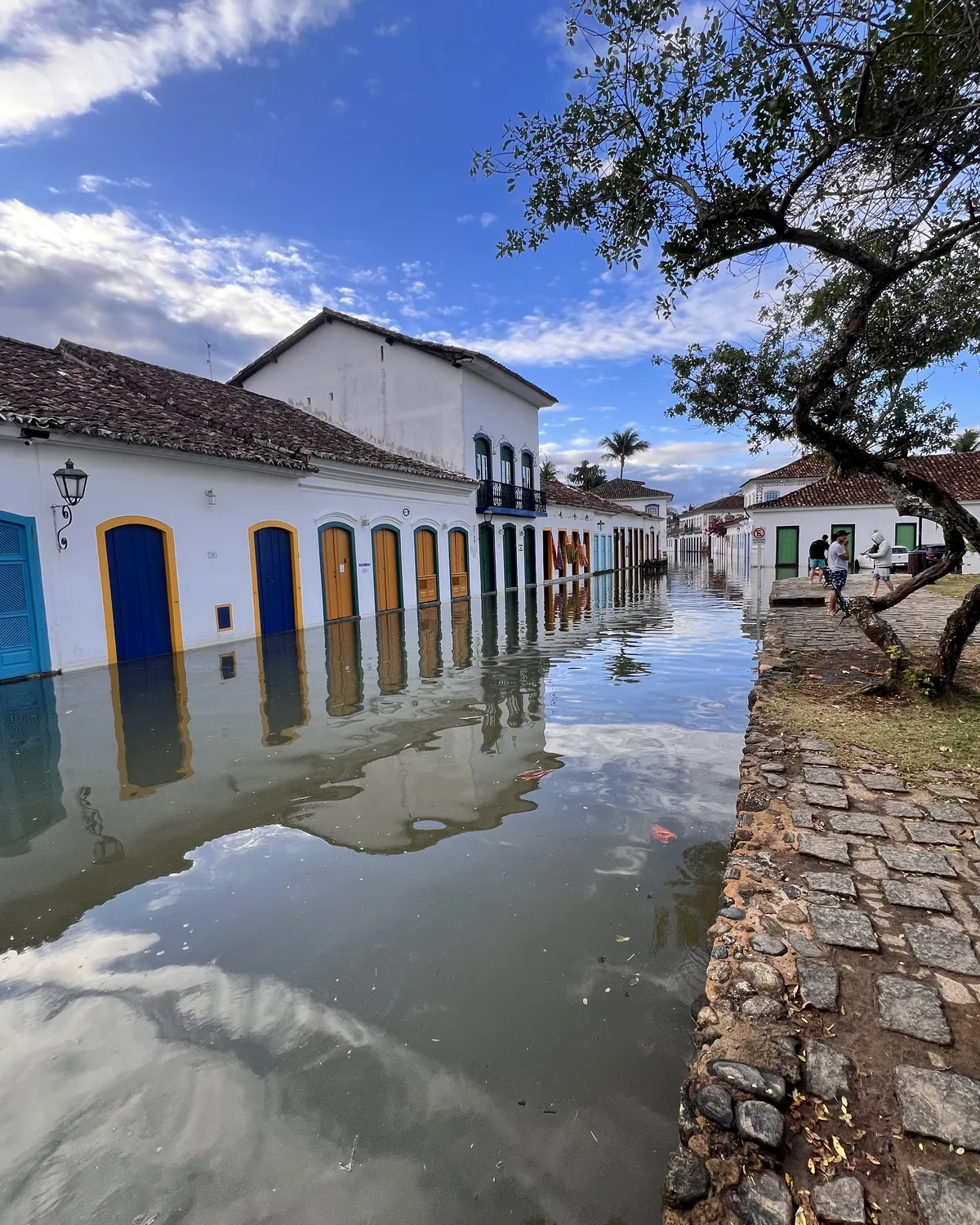 Paraty old town street at high tide