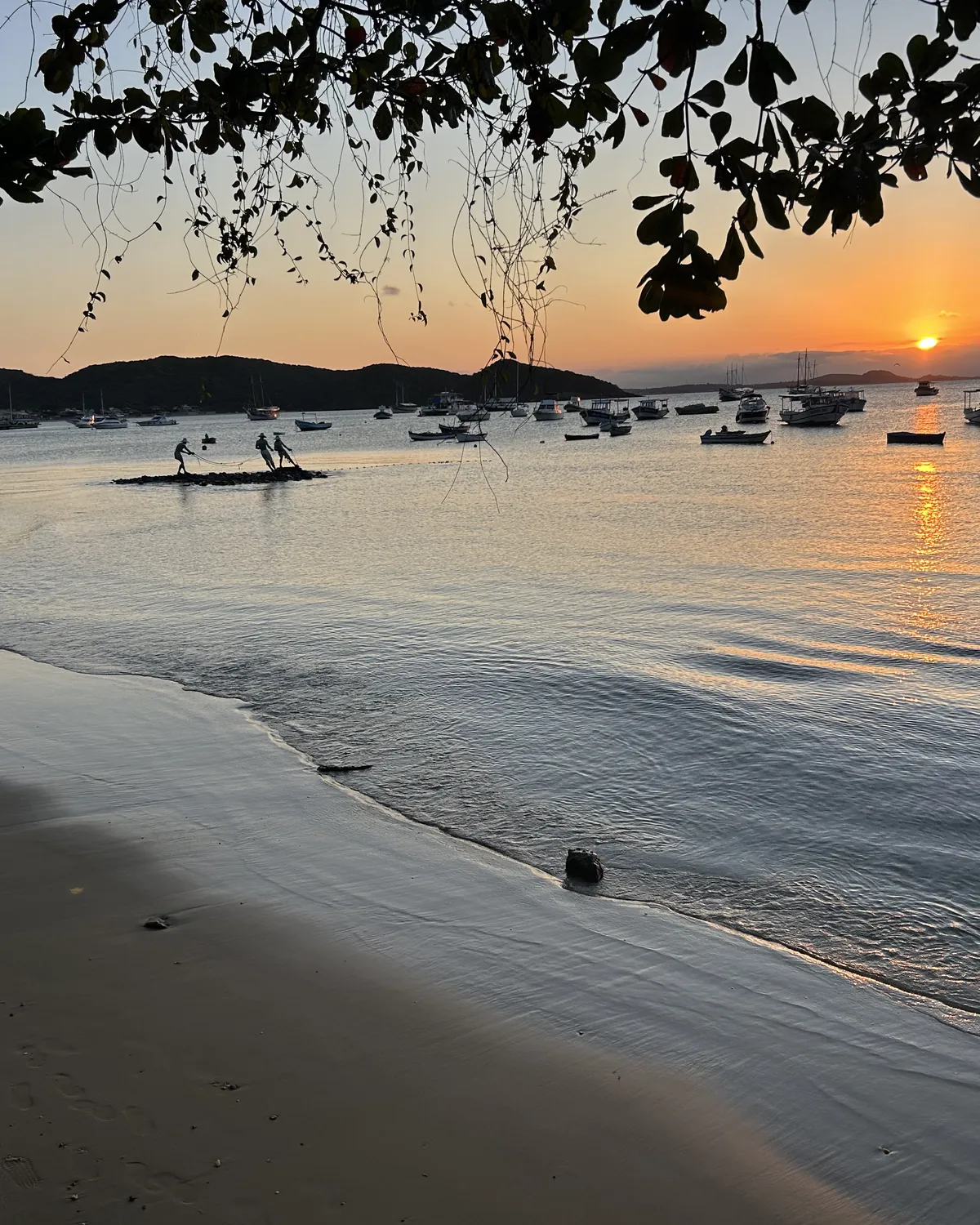 Sunset over the boats in buzios