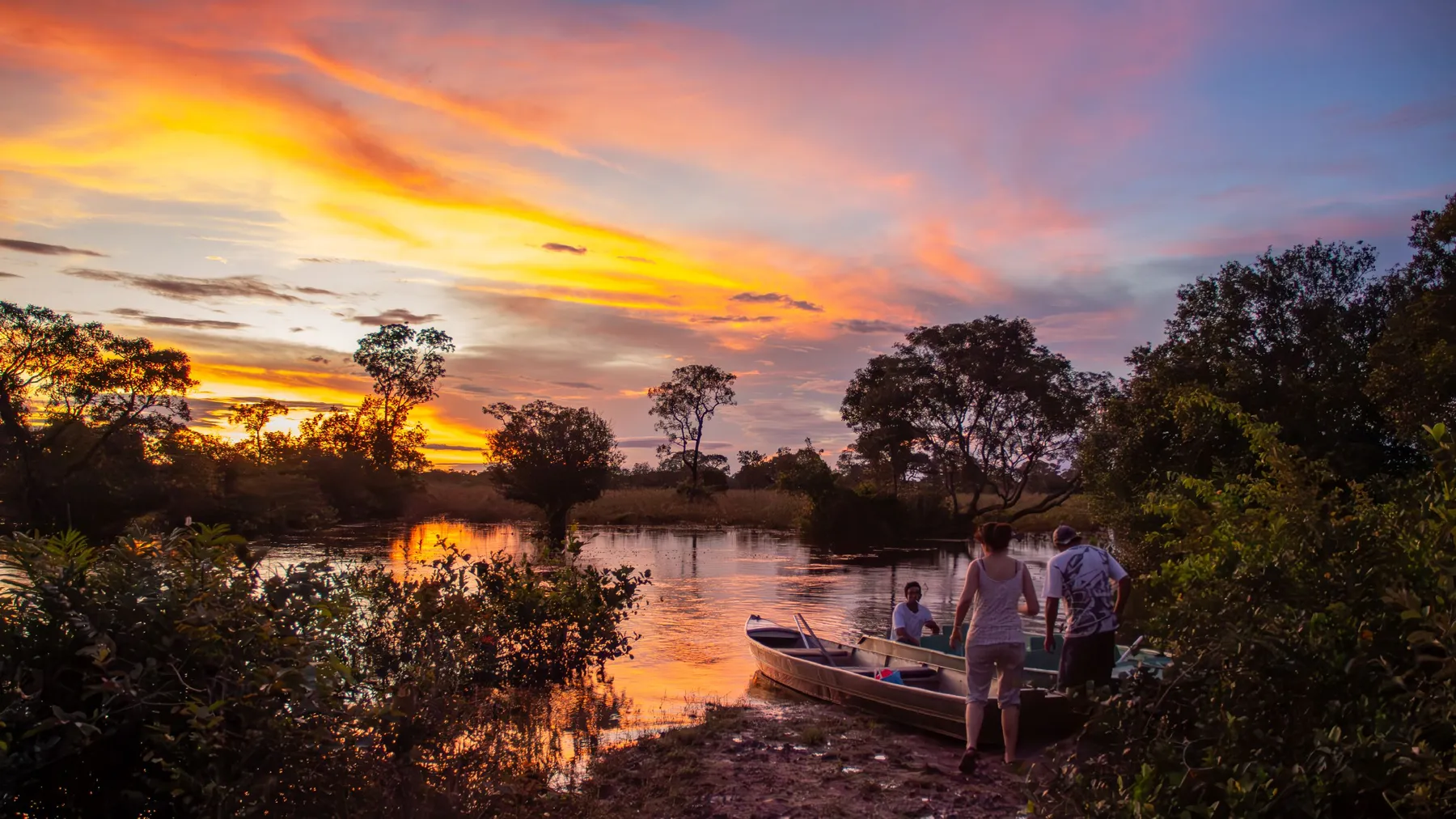 Sunset over the Pantanal wetlands