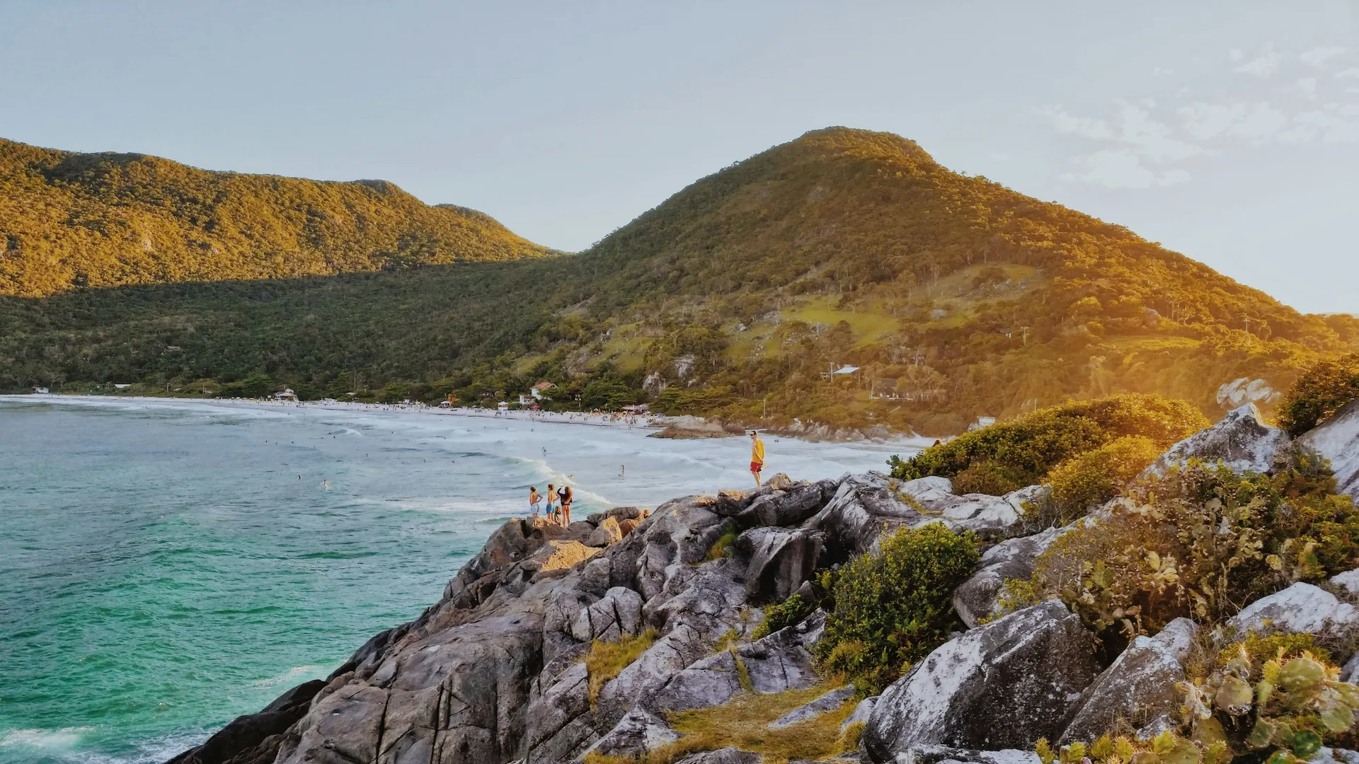 The coastline of Florianópolis island from the air