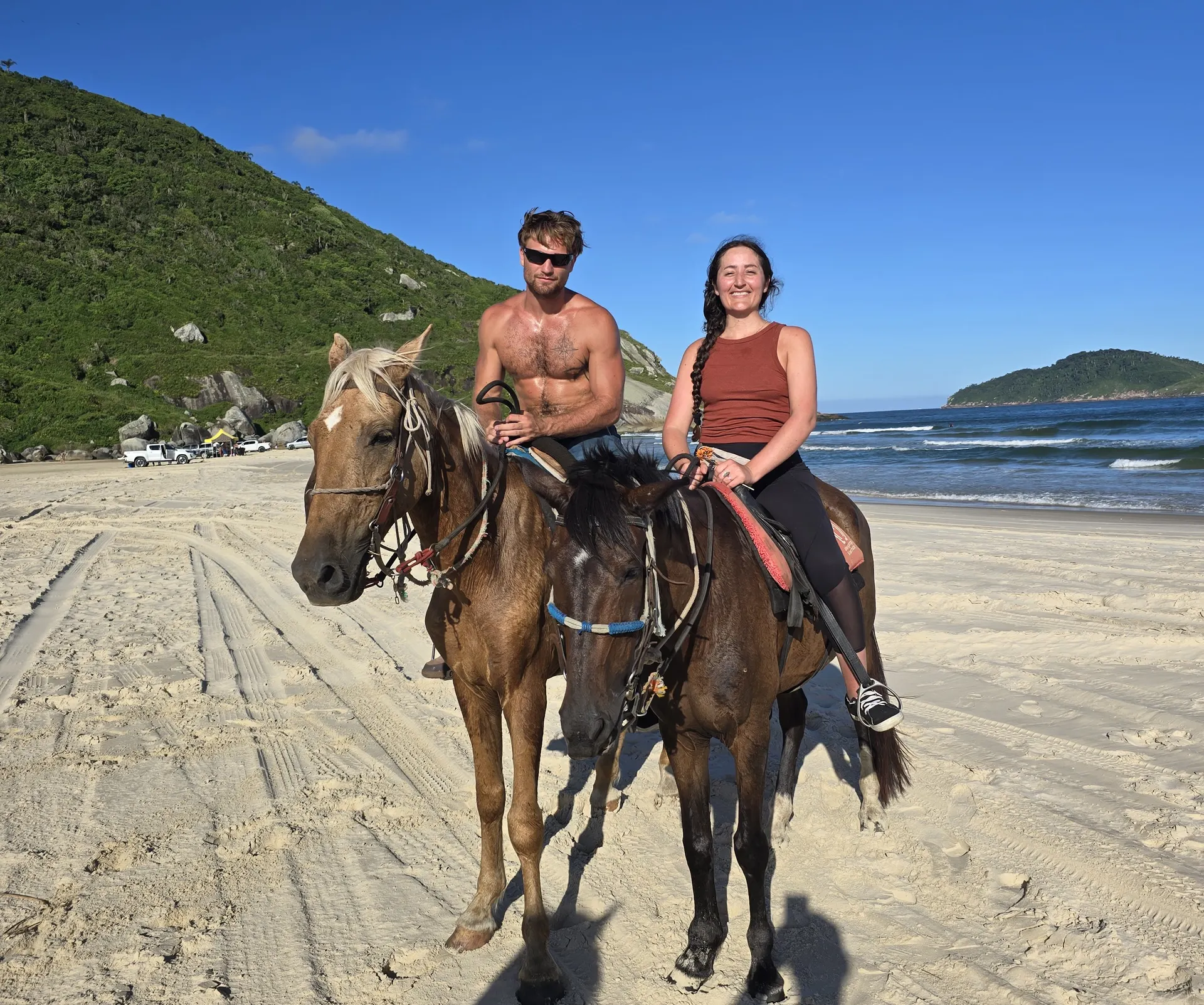 Riding along Praia do Moçambique in Florianópolis