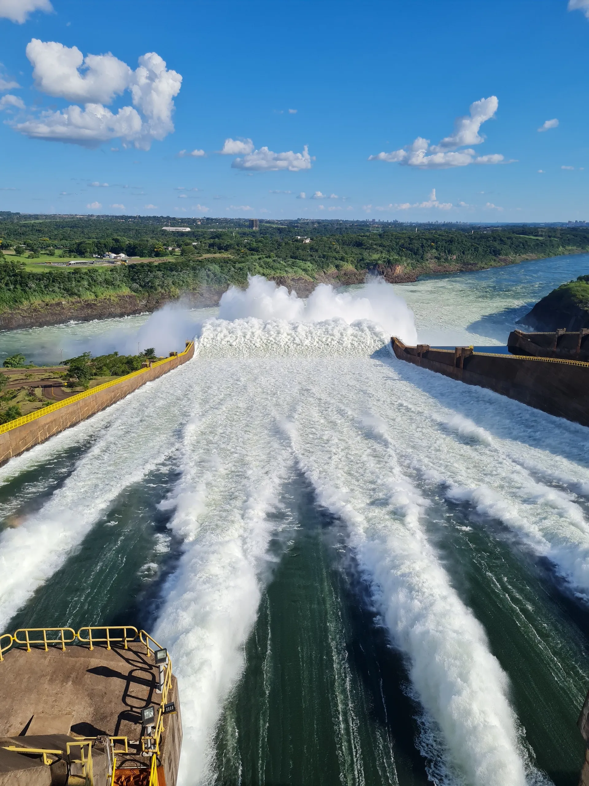The Itaipu dam lit up at night
