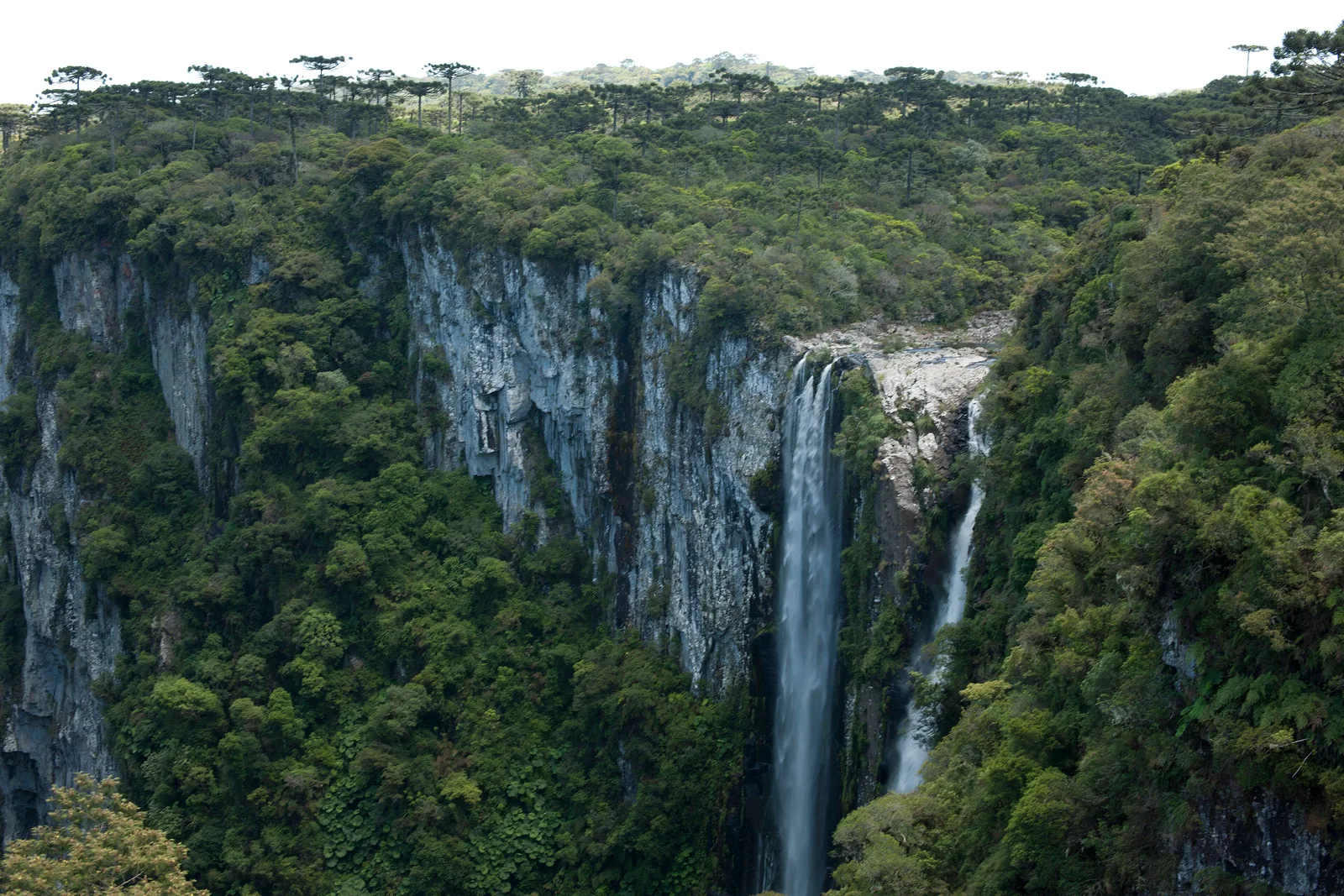 A waterfall dropping into the Aparados da Serra canyons