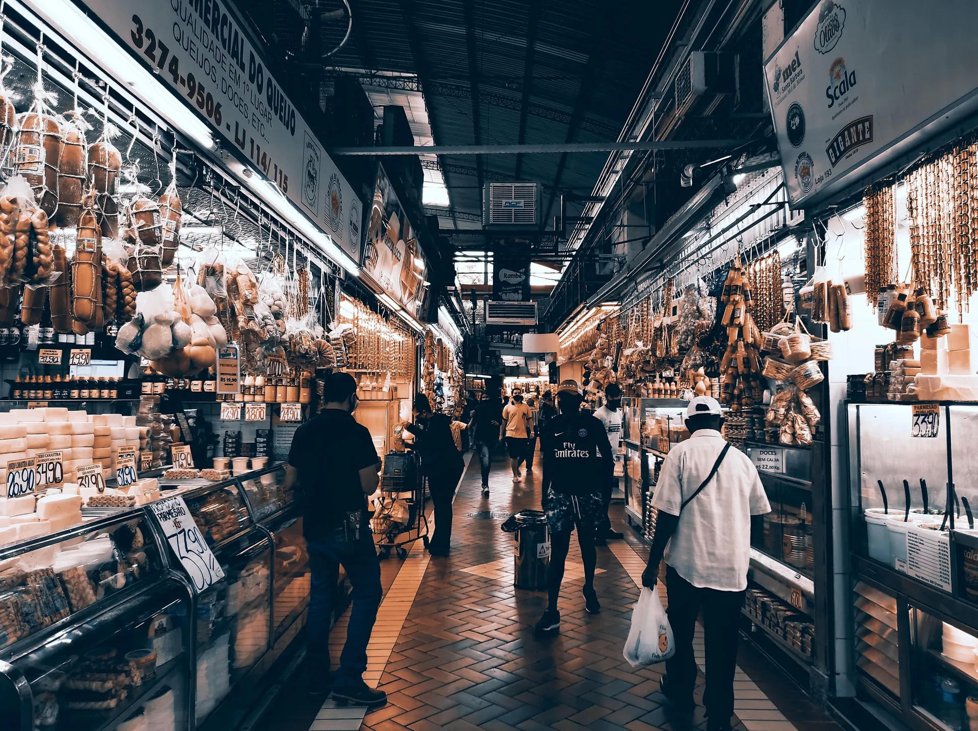 Produce stalls inside São Paulo's Mercado Municipal